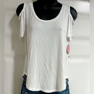 Women’s white cold shoulder loose fitting top. Size S.  NWT.
